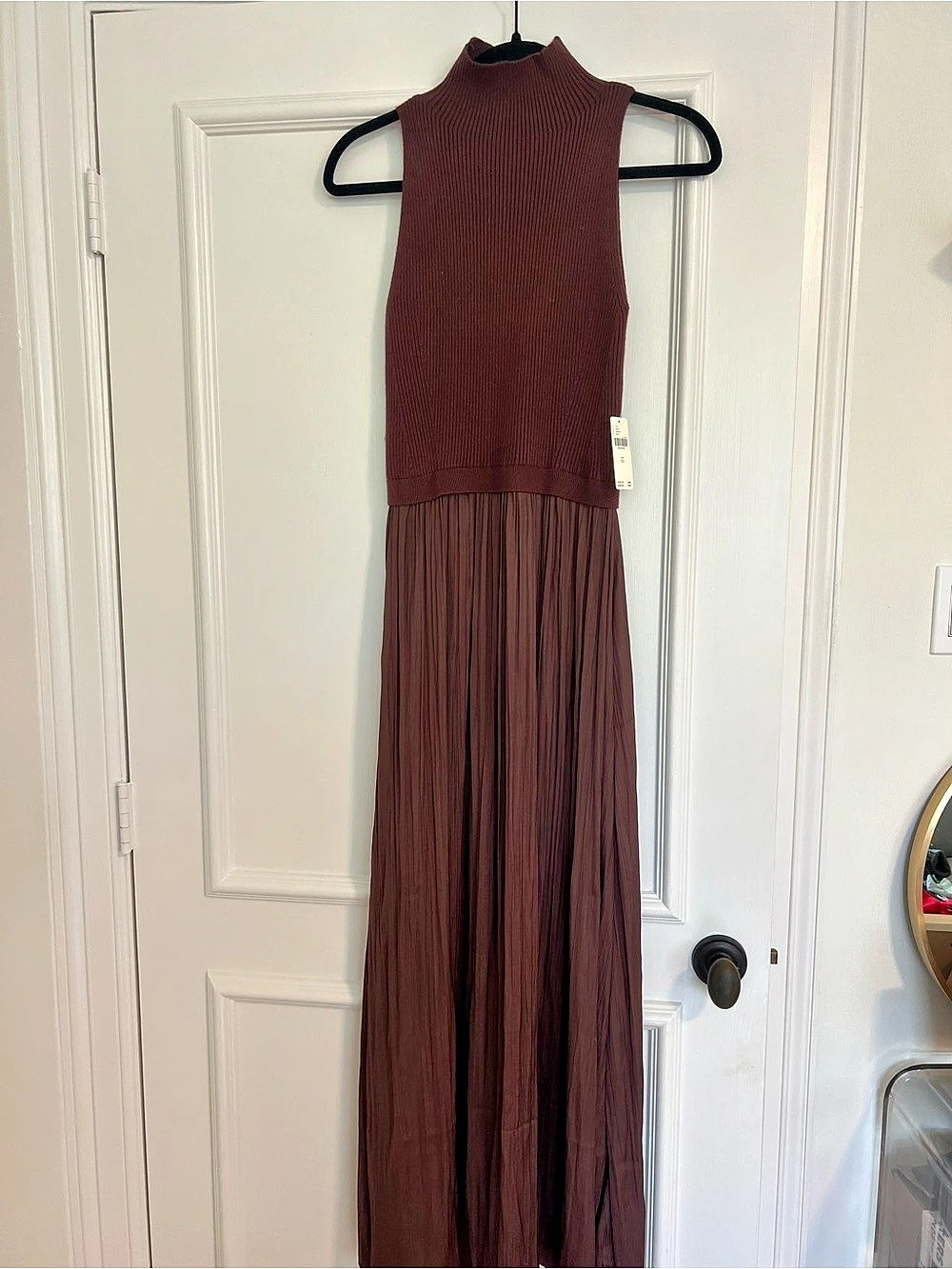 Abercrombie & Fitch Mock Neck Midi Sweater Dress Burgundy